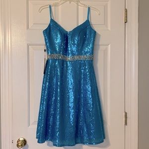 NWT Sequin short blue dress